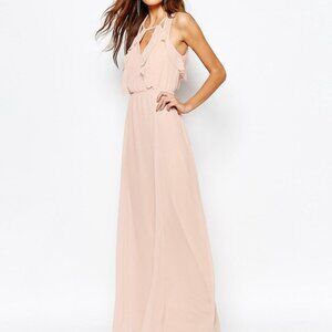 BCBGeneration Ruffle Front Maxi Dress in Rose Smoke